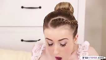 A Muscular Man Has Anal Sex With A Small Maid In A Bdsm-Themed Threesome