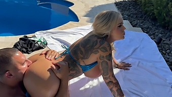 White Girl With A Nice Ass, Kali Roses Gets A Creampie In The Pool.