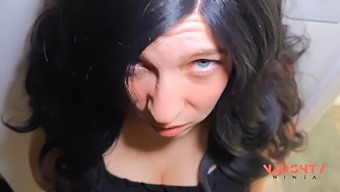 A Mature Woman Is Discovered Unclothed Within The Restroom By A Close Friend.