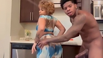 Young Black Beauty Gets Nailed In The Kitchen